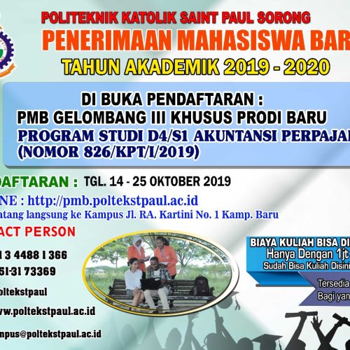 PMB Gel. III Khusus Prodi D4/S1 Akuntansi Perpajakan Tahun 2019
